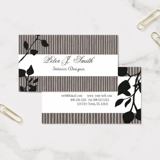 Interior Design Striped Pattern Fashion Leaf Business Card