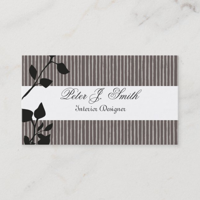 Interior Design Striped Pattern Fashion Leaf Business Card (Front)