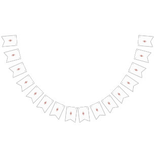 interior design wallpaper red flowers, white backg bunting 