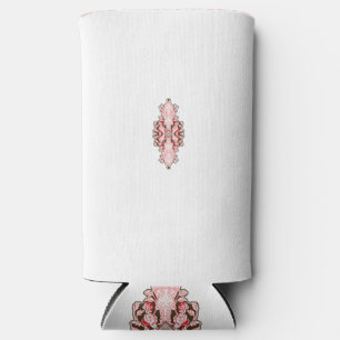 interior design wallpaper red flowers, white backg seltzer can cooler