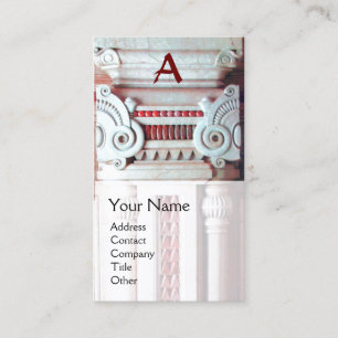 INTERIOR DESIGNER,ARCHITECTURE Monogram Red White Business Card