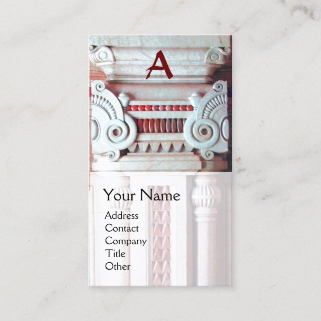 INTERIOR DESIGNER,ARCHITECTURE Monogram Red White Business Card (Front)