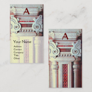 INTERIOR DESIGNER, ARCHITECTURE Monogram Red White Business Card