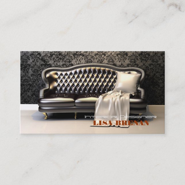 Interior Designer Black Sofa Modern Leathern Black Business Card (Front)