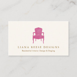 Interior Designer Burgundy French Chair Logo Busin Business Card