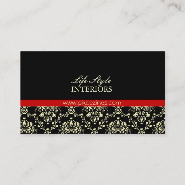 Interior Designer Business Card, Damask Business Card (Front)