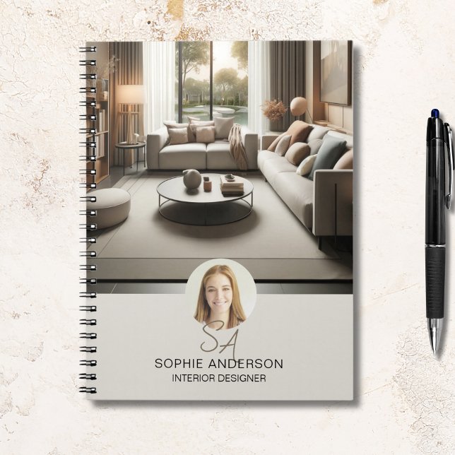 Interior Designer Custom Monogram Professional Notebook (Create your own branded notebook.)