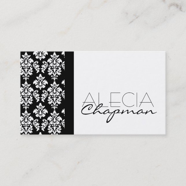 Interior Designer Damask Elegant Business Card (Front)