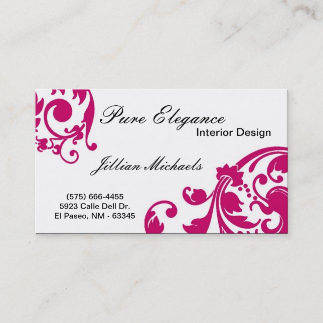 Interior Designer Damask Filigree Business Card (Front)