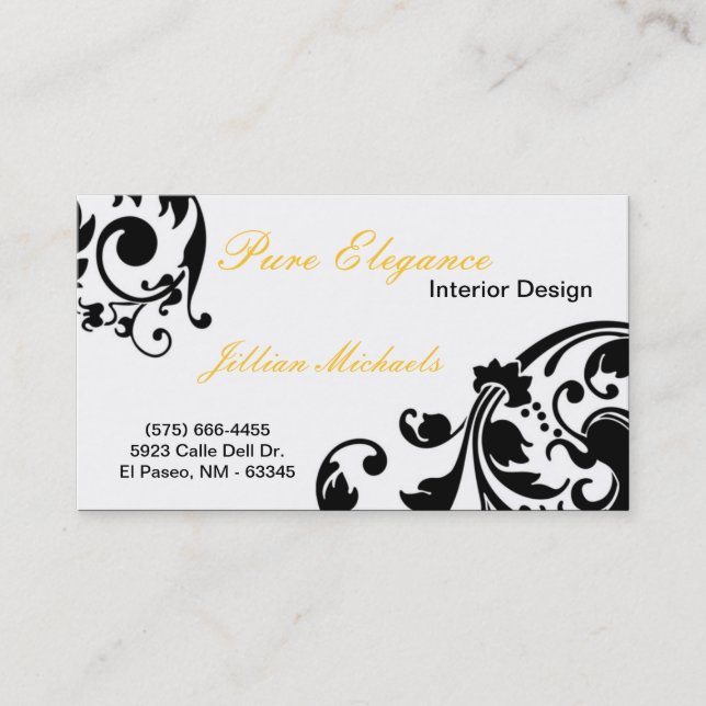 Interior Designer Damask Filigree Business Card (Front)