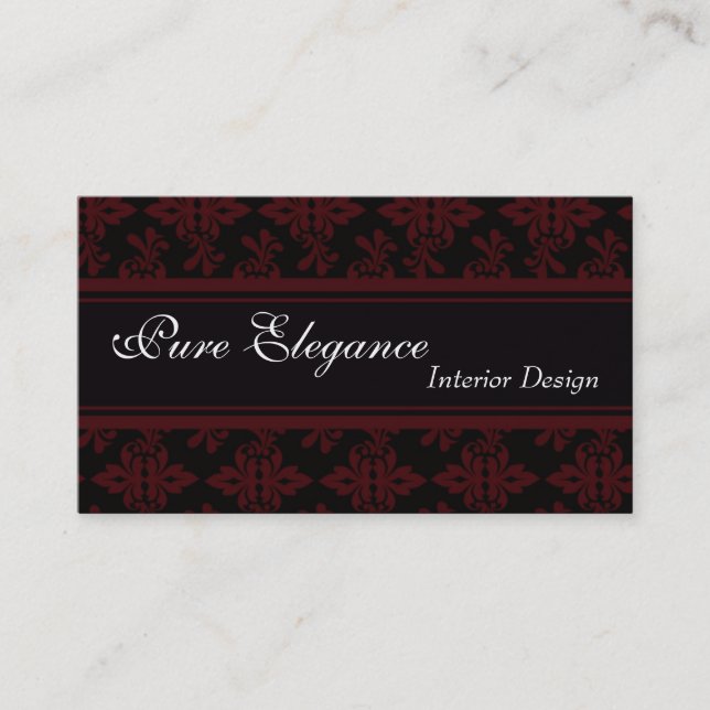 Interior Designer Damask Filigree Business Card (Front)