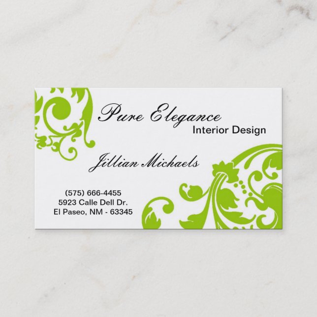 Interior Designer Damask Filigree Business Card (Front)
