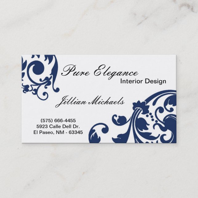 Interior Designer Damask Filigree Business Card (Front)