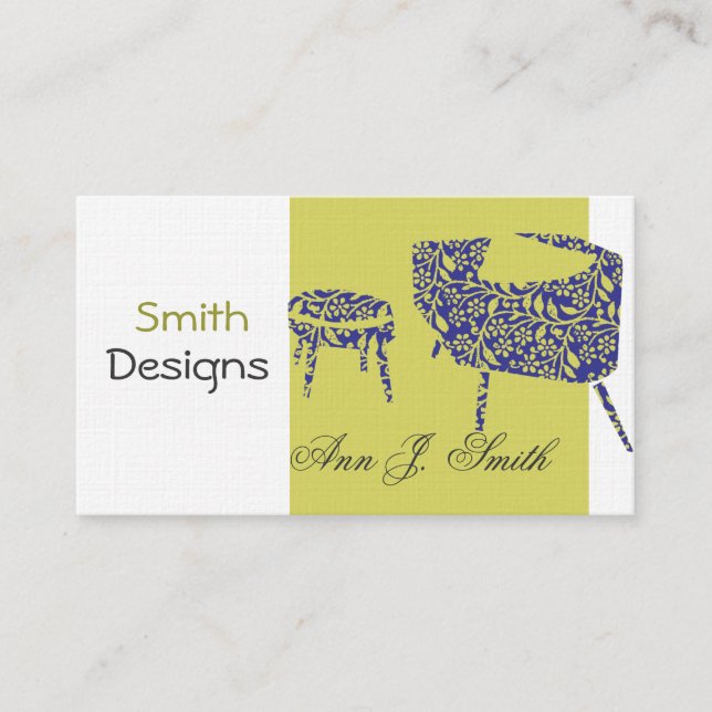Interior Designer Decor Green Promotional Modern Business Card (Front)