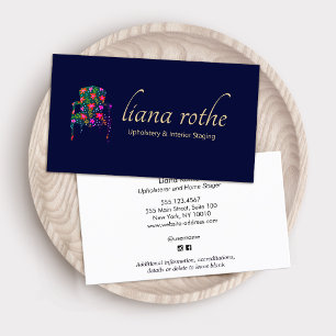 Interior Designer Floral  French Chair  Square Bus Business Card