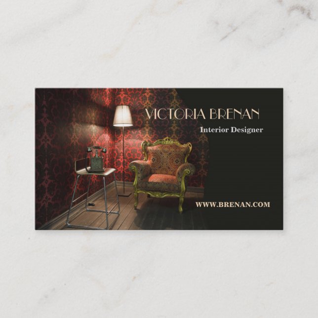 Interior Designer Furniture Vintage Antique Business Card (Front)
