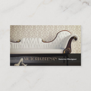 Interior Designer Furniture White Classic Elegant Business Card