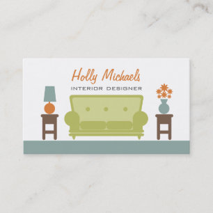 Interior Designer - Green Living Room Sofa Business Card
