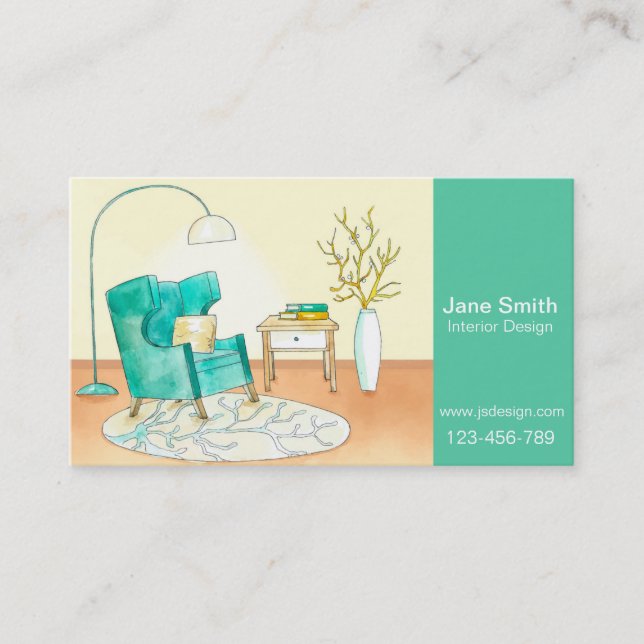 Interior Designer Interior Decorator, Colour Desig Business Card (Front)
