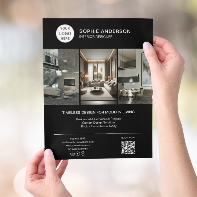Interior Designer Logo Photo Black Professional Flyer (Interior Designer Logo Photo Black Professional Flyer)