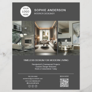 Interior Designer Logo Photo Gray Professional Flyer