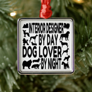 Interior Designer Loves Dogs Metal Tree Decoration