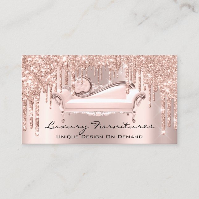 Interior Designer Luxury Furnitures Rose Gold Sofa Business Card (Front)