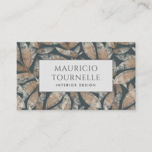 Interior Designer Modern Earthy Leaf Pattern Business Card