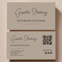 Interior Designer Neutral Taupe Script QR Code