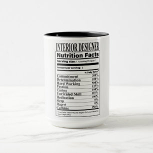 Interior Designer Nutrition Facts Mug