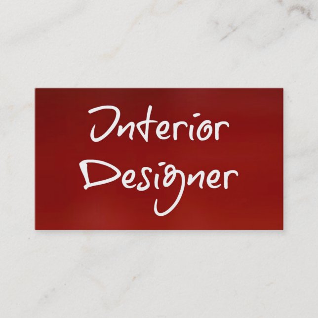 Interior Designer Red Business Card (Front)