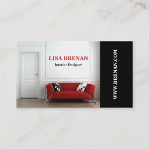 Interior Designer Red Sofa Furniture Studio Business Card