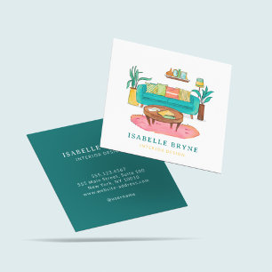 Interior designer Staging Watercolor Furniture  Square Business Card