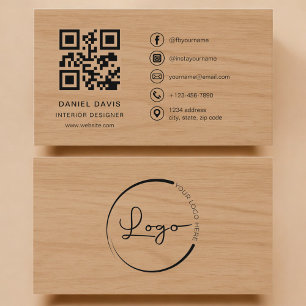 Interior Designer Wood Professional QR Code Business Card