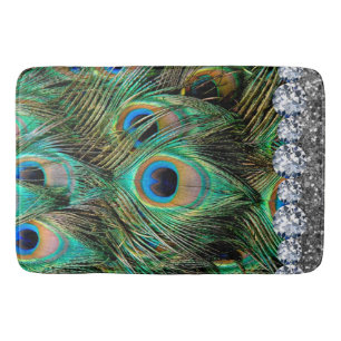 Interior Glitter Chic Gold Home Peacock Gold Bath  Mat