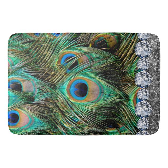 Interior Glitter Chic Gold Home Peacock Gold Bath  Mat (Front)
