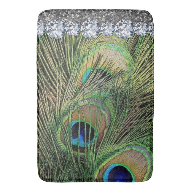 Interior Glitter Chic Gold Home Peacock Gold Bath Mat (Front Vertical)