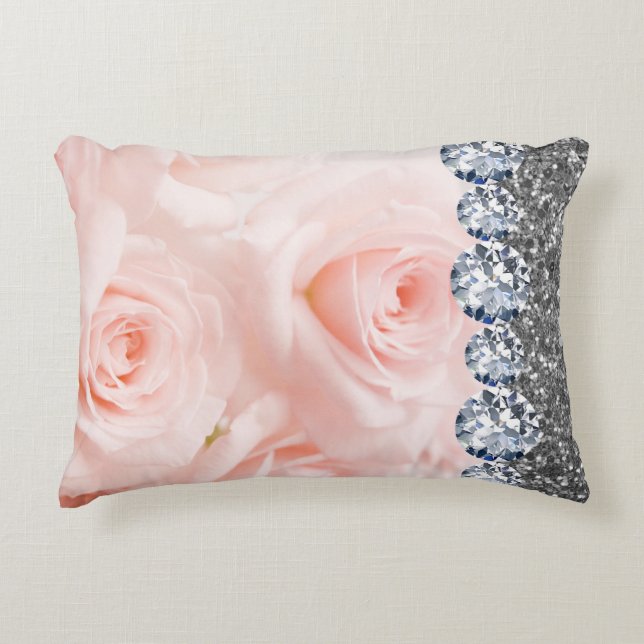 Interior Glitter Chic Gold Home Rose Accent Pillow (Front)