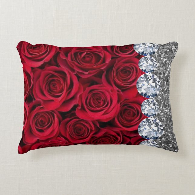 Interior Glitter Chic Gold Home Rose Decorative Cushion (Front)