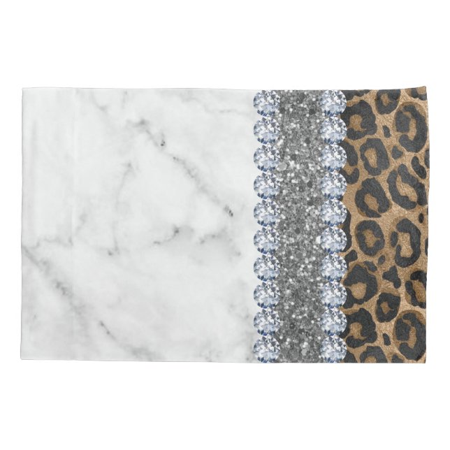 Interior Glitter Chic Gold Home Rose Leopard Pillowcase (Back)