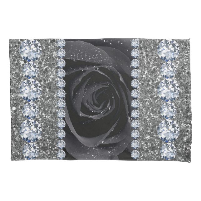 Interior Glitter Chic Silver Home Rose Marble Pillowcase (Front)