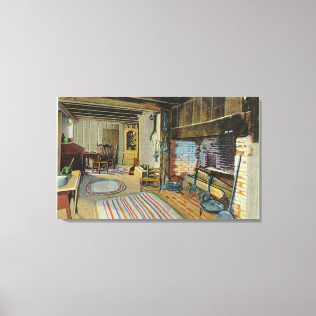 Interior Kitchen View of the John Alden House Canvas Print (Front)