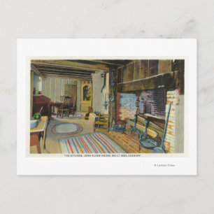 Interior Kitchen View of the John Alden House Postcard