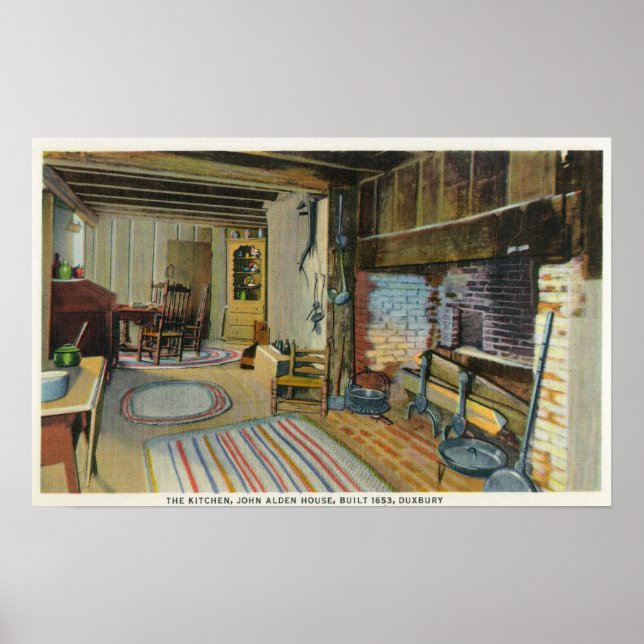 Interior Kitchen View of the John Alden House Poster (Front)