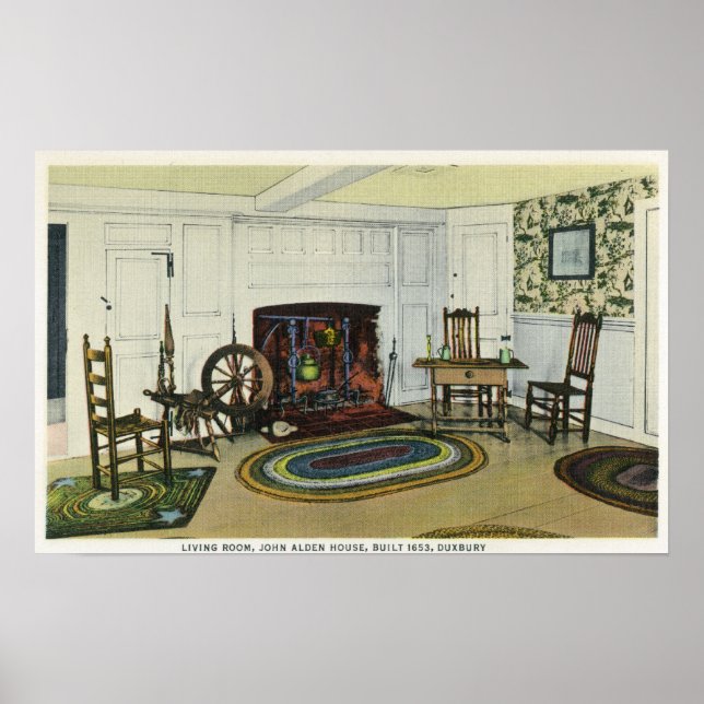Interior Living Room View of the John Alden Poster (Front)