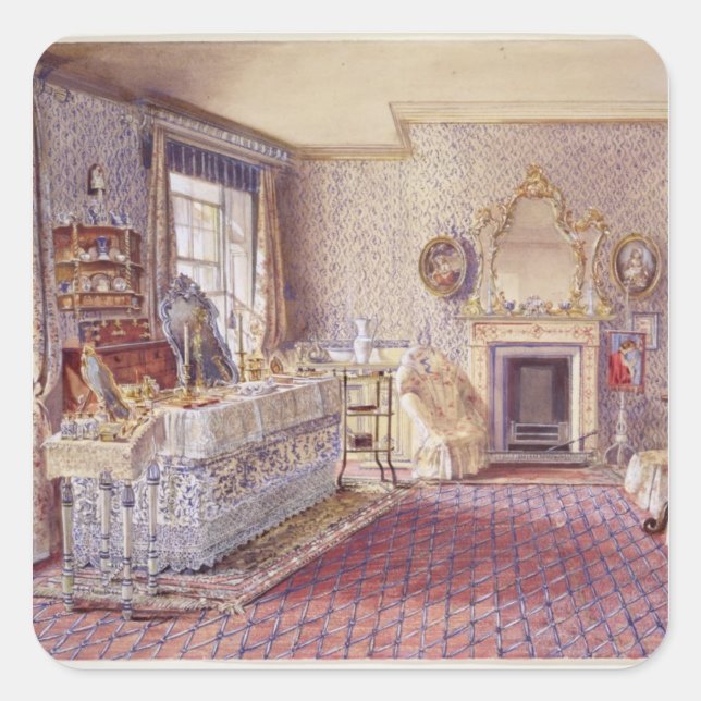 Interior of a bedroom square sticker (Front)