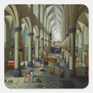 Interior of a Church Square Sticker