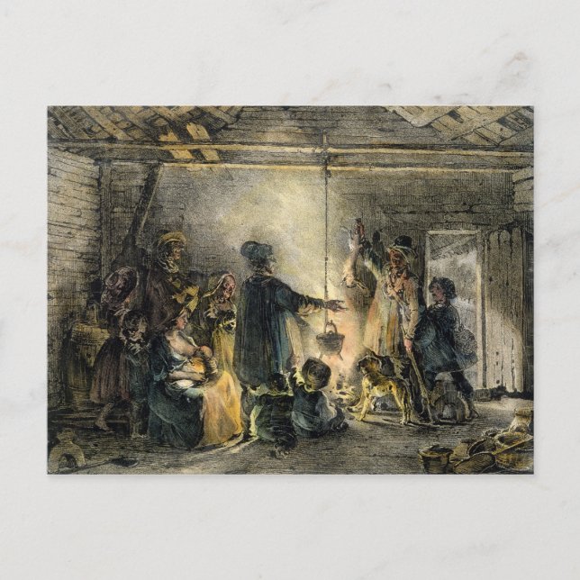 Interior of a Coal-Miner's Hut Postcard (Front)