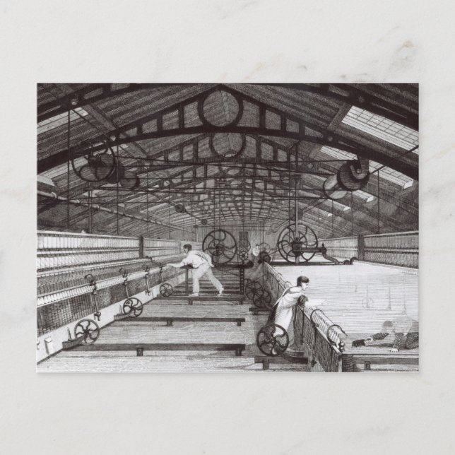 Interior of a Cotton Mill Postcard (Front)