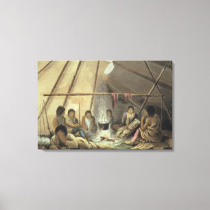 Interior of a Cree Indian Tent, March 25th 1820, f Canvas Print